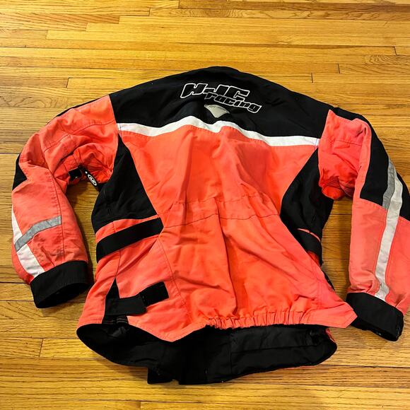 HJC Coat Mens XL Snow Snowmobile Racing Ski Jacket Orange 3M Scotchlite Neon ** - Picture 5 of 11